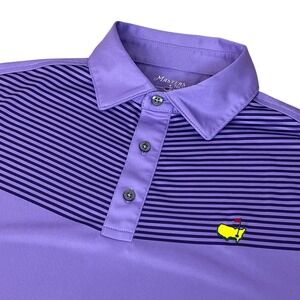 Masters Tech Men's Purple Striped Performance Golf Polo Shirt Medium Tournament
